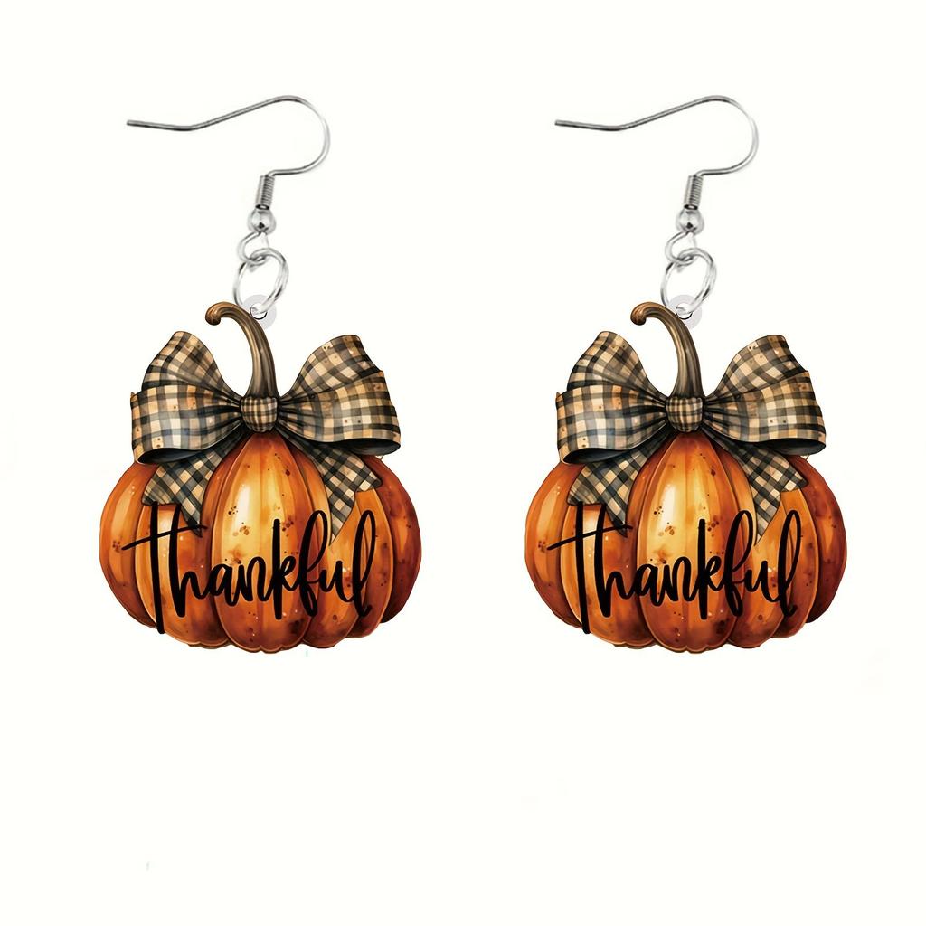 Bow Earrings Flat Acrylic Niche Design Sense Creative Halloween Pumpkin Earrings
