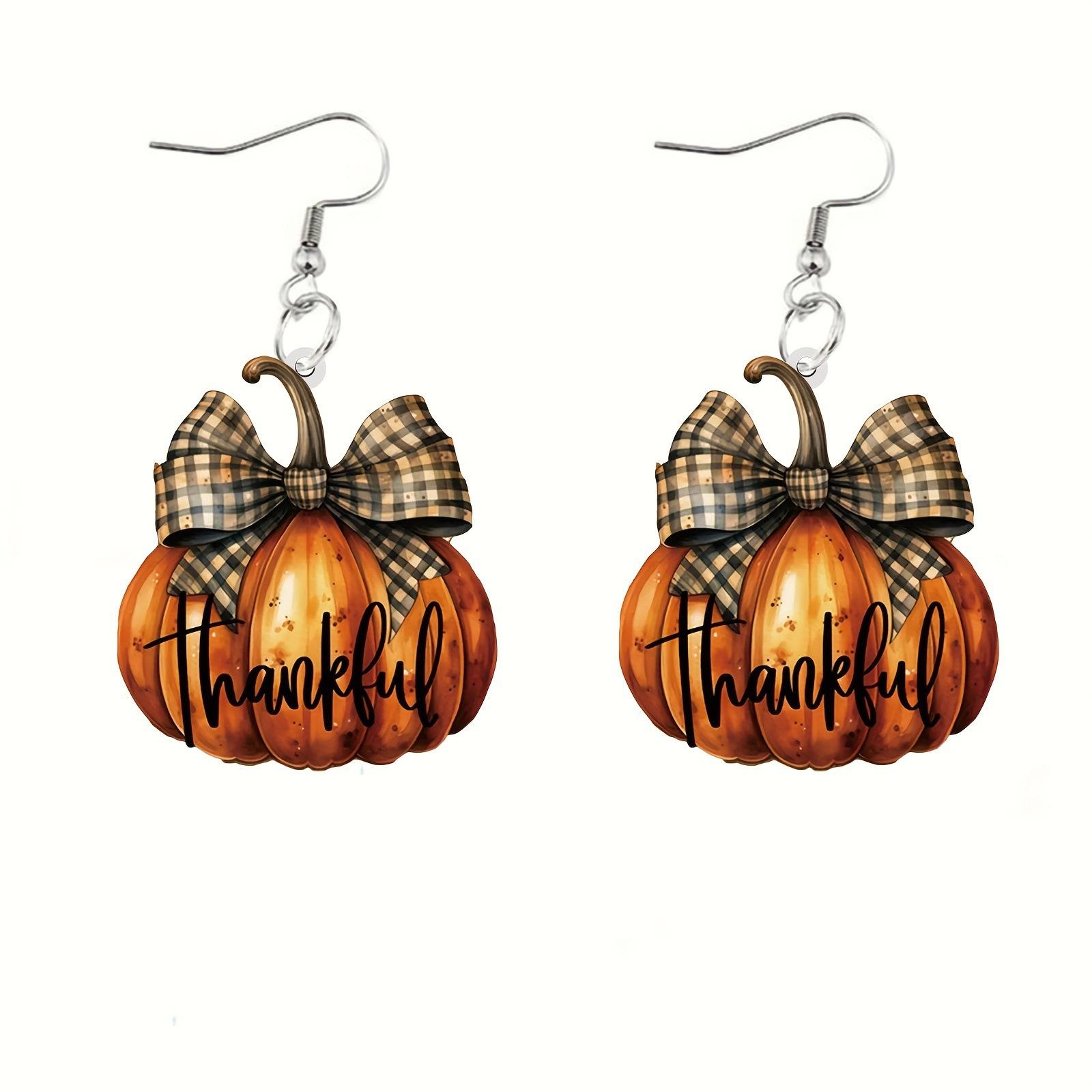 

Bow Earrings Flat Acrylic Niche Design Sense Creative Halloween Pumpkin Earrings