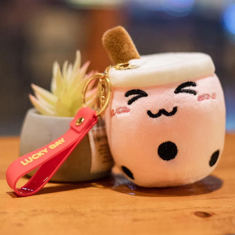 Cup Tea Milk Plush Keychain Cute Bag Pendant Cartoon Doll Kids Gift Birthday