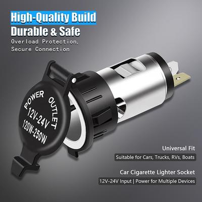 Universal 12V Car Cigarette Lighter Power Socket Adapter Plug Outlet For Motorcycles Boats Tractor Truck Brand