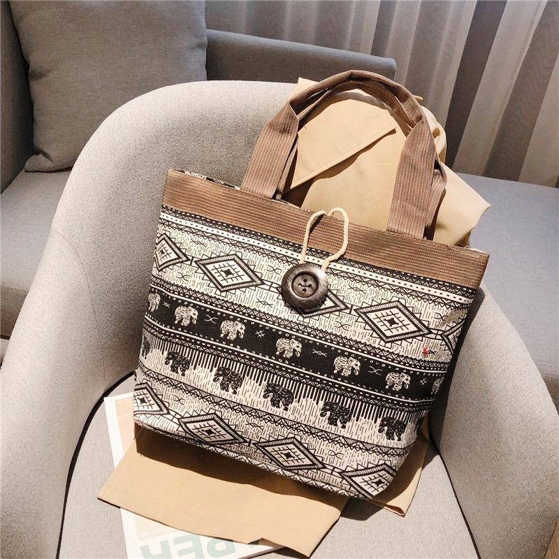 

Жіноча полотняна сумка-тоут великої місткості в етнічному стилі