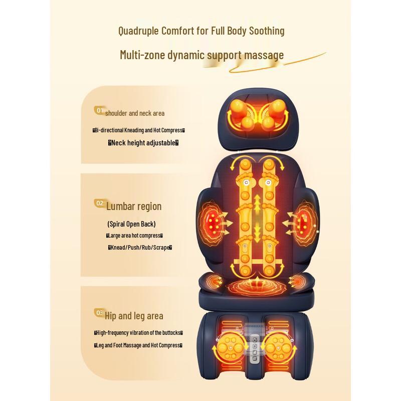 AUX Seven-in-One Full Body Massage Pad with Heat CN plug (adapter included)