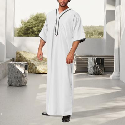 Yousheng Pánsky kaftan Jednofarebný Stredne dlhý rukáv Dlhý Thobe Výstrih do V Abaya Modlitebné oblečenie Ihramový odev na leto Denné nosenie