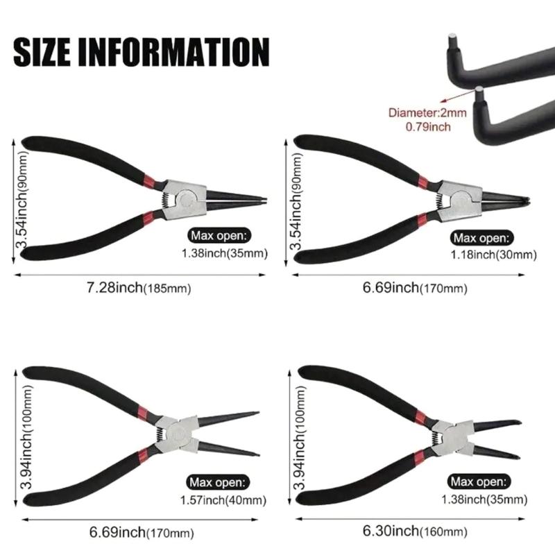 Practical Circlip Pliers Kit with Ergonomic Nonslip Handle Includes Storage Case for Easy Portability and Organization