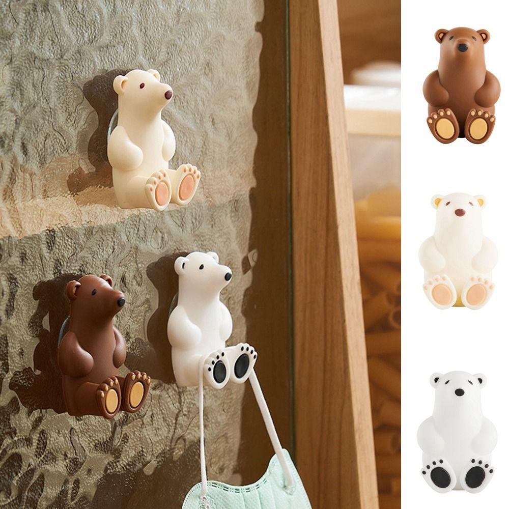 Bear Toothbrush Rack Suction Cup Polar Bear Toothbrush Holder Cute   Bathroom