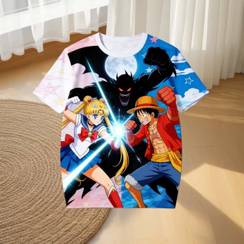 New One Piece Luffy Girl Anime T-shirt Summer Men and Women Millennium T-shirt Casual Quick Drying Short Sleeved Top