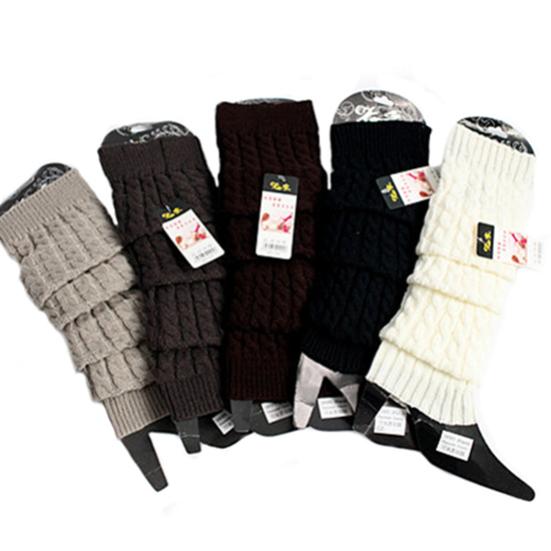 Women Winter Warm Crochet Knit High Knee Leg Warmer Leggings Boots Decor Socks