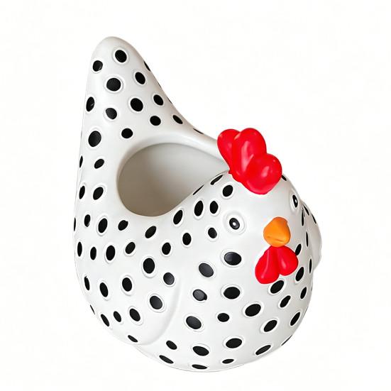 

Polka Dot Hen Planter Decorative Resin Plant Pot Cute Chicken Planter for Succulents Small Houseplants Indoor Desk Garden Decor 1pc