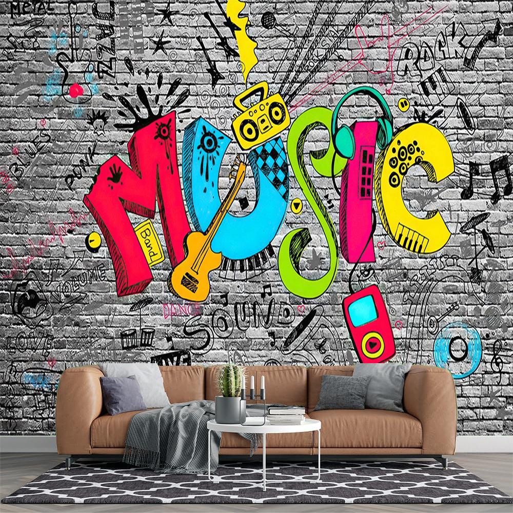 

Граффити Обои Музыка Граффити Фото Фреска Фреска для Стен Детской Спальни Домашний Декор 250 cm(W) x 175 cm(H)