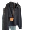 Dark Gray Lapel Half Zipper Sweater Knitted Sweater Women's Autumn and Winter New Lapel Small Sweater Top