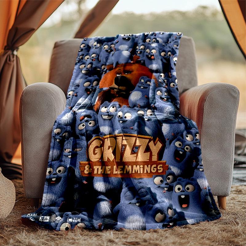 Grizzly Lemmings Flanelldecke Weich Warm Ganzjahresdecke, Design für Camping, Autoreisen, Wandern Sofa, Bett, Büro Perfektes Geschenk für Partys
