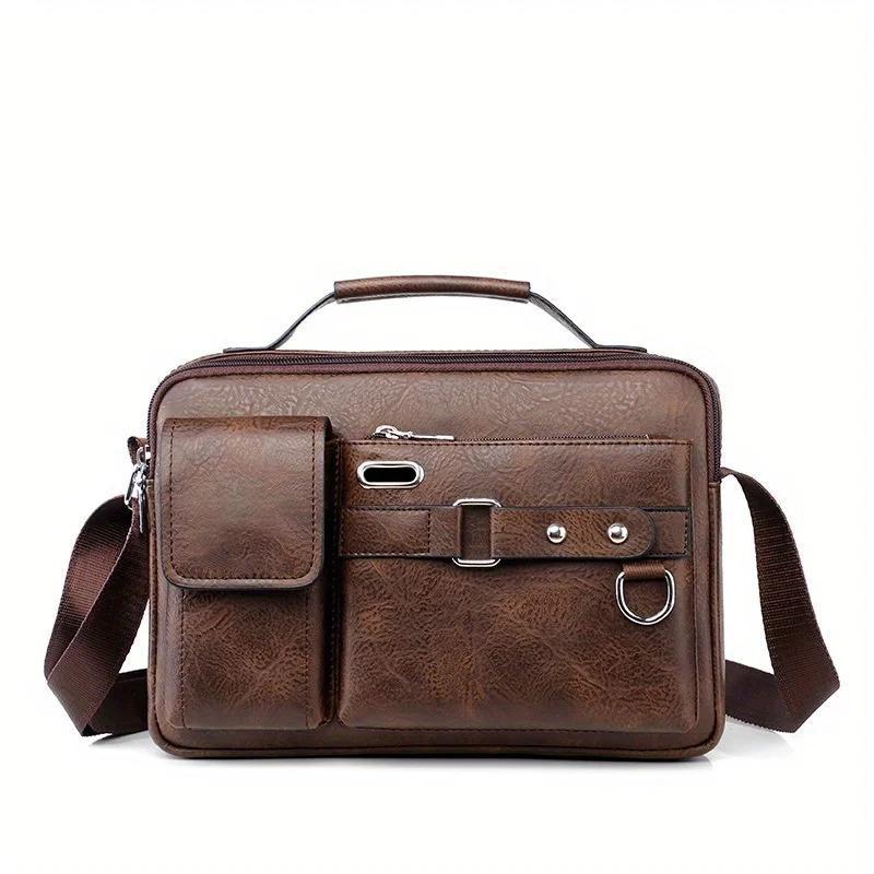 Vintage Crossbody Messenger Bag, Large Capacity Shoulder Bag, Casual Business Handbag & Satchel Purse