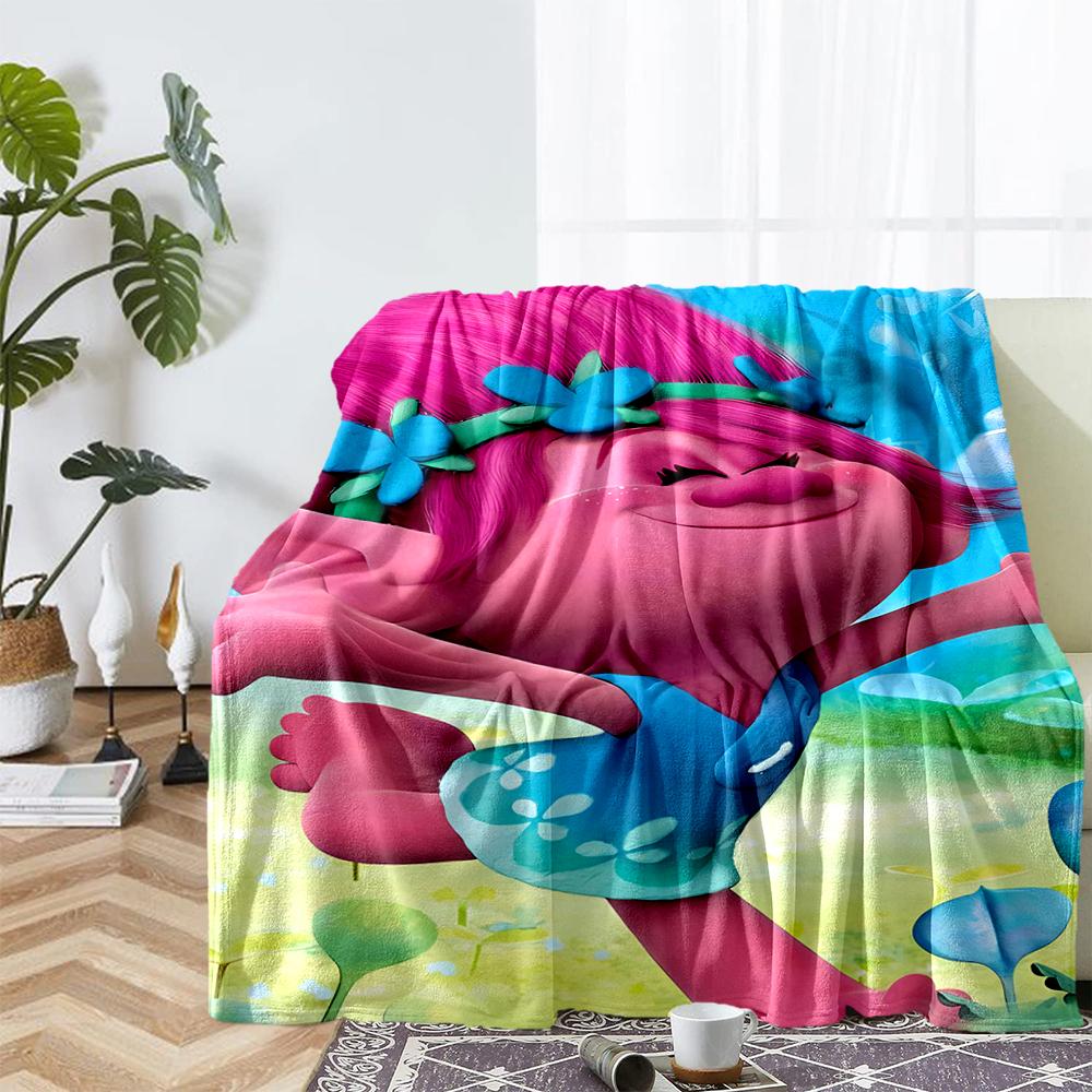 Trolls Theme Printed Blanket - Perfect for Couch, Bed, Travel & Outdoor Use | Machine Washable, Cozy & Durable.