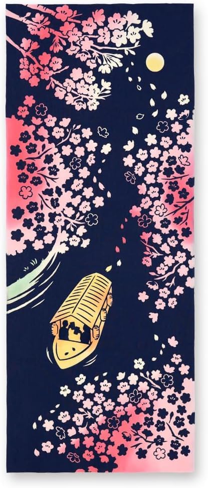 

Miyamoto Kenema Chusen Tenugui Hand Cherry Blossoms and Yatai Boat 35 x 90 cm Towel, Design, 50233, Approx.