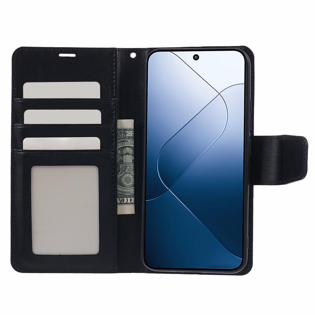 HANMAN Mill Series Phone Shell for Xiaomi 14 Case Wallet PU Leather Stand Cover