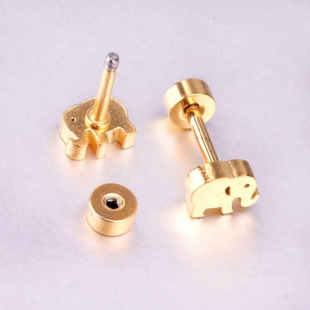 Mini Orecchini a Bottone Elefante Carino 16G per Donne Animali Delicati Cartilagine Piccoli Titanio con Chiusura a Vite Piatta Acciaio Inossidabile Minimalisti Comodi