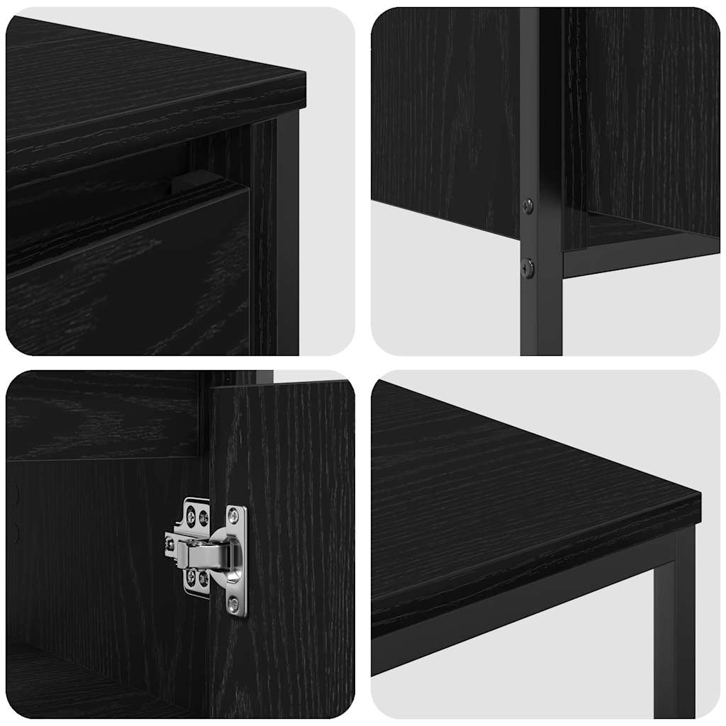 Bathroom Furniture Set 3 Pcs Black Oak Effect Wood Based Material