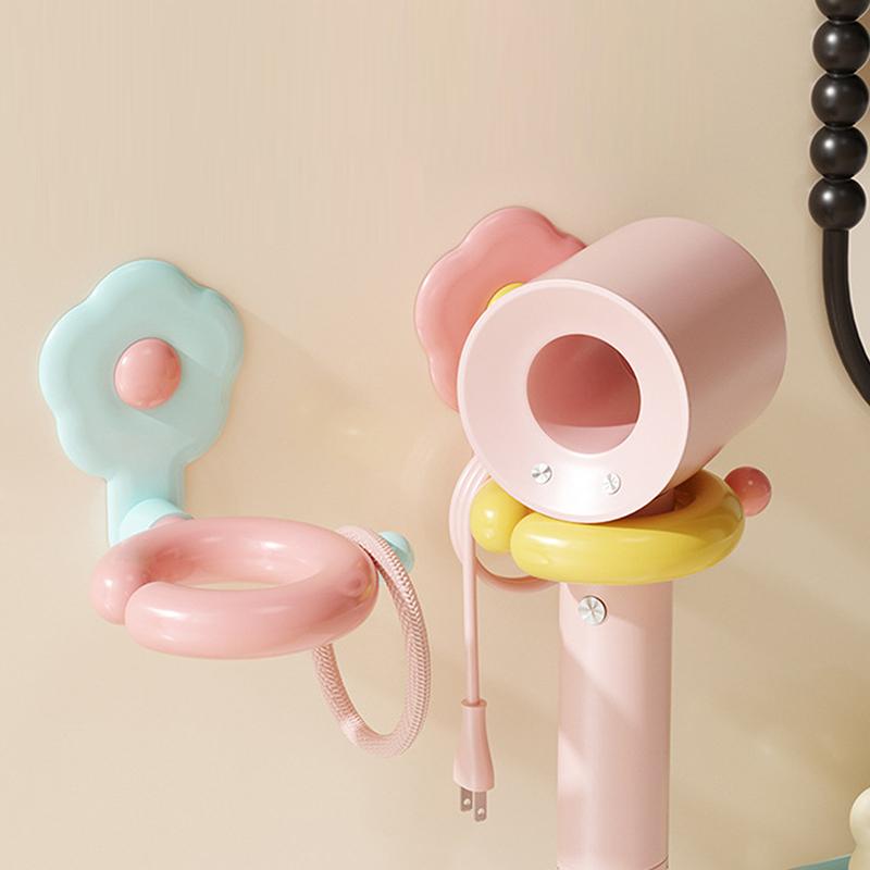 Wall-Mounted Hair Dryer Rack Punch-Free Hair Dryer Storage Rack Dopamine Colorful Organizer For Bathroom