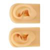 1 Pair Silicone Ear Model Light Skin Color Piercing Practice 3D Ear Model for Acupuncture Training Display