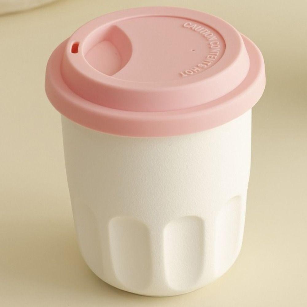 Breakfast Milk Cup 350ML Pocket Coffee Cup Leak Proof Ceramic Mini Water Cup with Lid Travel Mug Office
