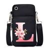 2024 Mobile Phone Bag Women's Messenger Bag New Alphabet Letter Printing Black Shoulder Bag Change Bag