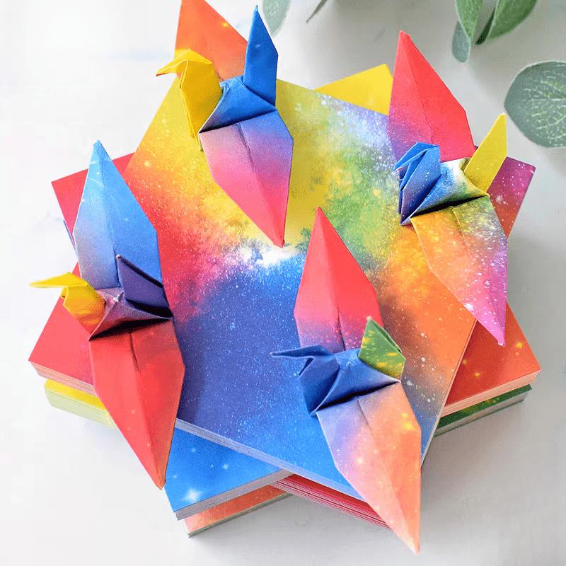 400 sheets Colored Origami Set | 9.5 X 9.5 Cm Square Sheets, Includes Paper Cranes, Airplanes,And Hearts,Gifts,Party Decorations