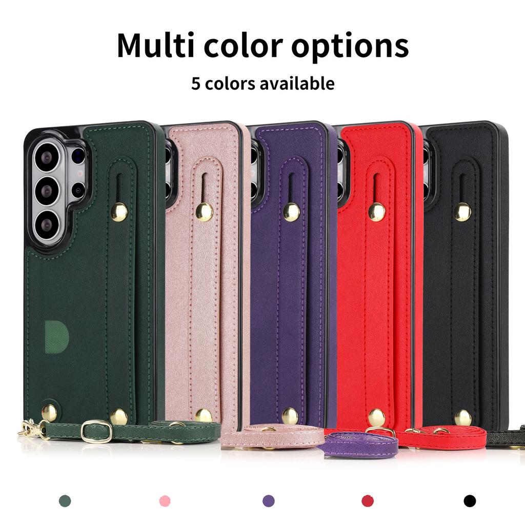 Crossbody Card Holder Square Case for Samsung Galaxy S26 Ultra S25 Edge S24 S23 Plus S25 FE Lanyard Wristband Stand Bag Cover