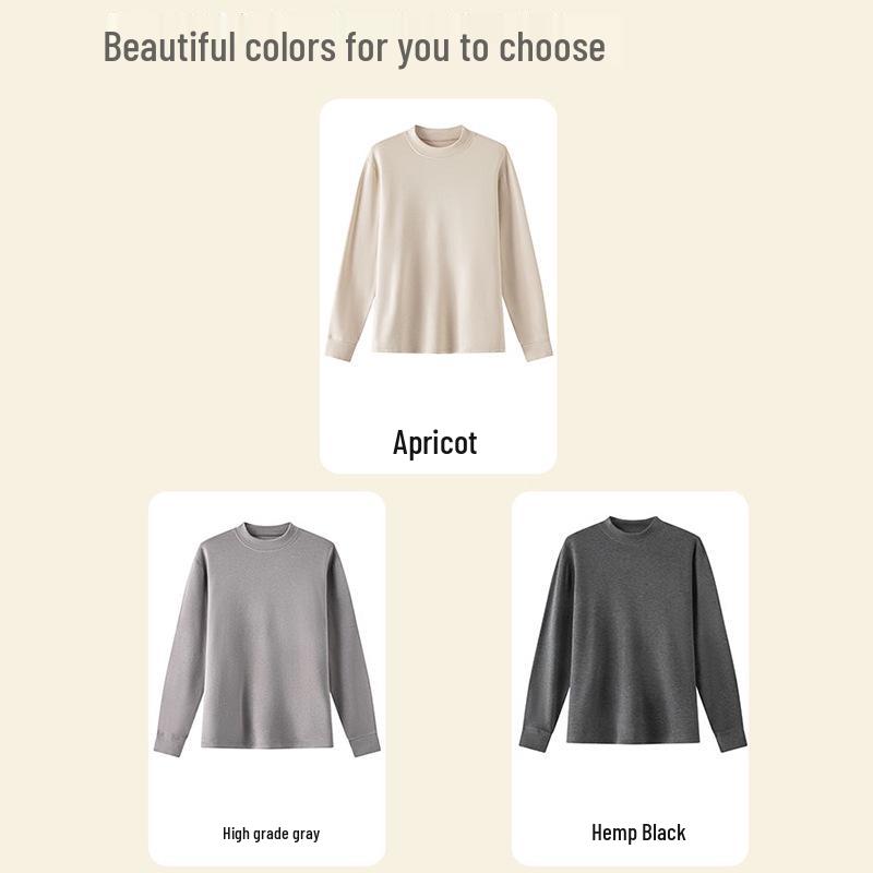 Men's Plus Size Wool Blend Warm Base Layer Top for Autumn and Winter