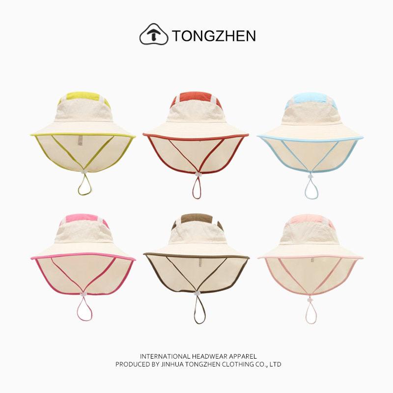 Wide-brimmed children's sun hat, sunshade hat, boy's and girl's fisherman hat, sun hat, medium and large children's shawl hat