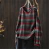 Johnature Women Vintage Winter Purple Sweaters O-Neck Long Sleeve Striped Knitted Female Casual Soft Sweaters
