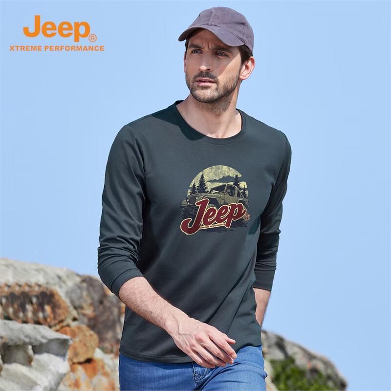 JEEP Xinjiang Long-Staple Cotton Long Sleeve T-Shirt for Men