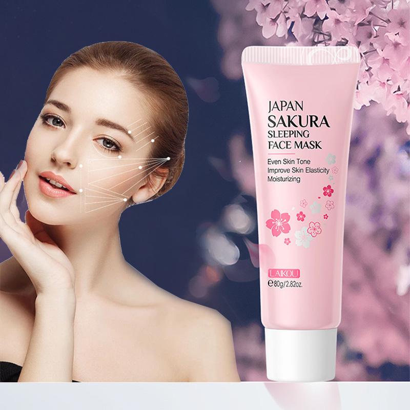Japan Sakura Schlaff face mask Feuchtigkeitsspendende & Reparierende Nacht-Gesichtsmaske Kirschblüten Hautpflege Nährend Glättend Haut
