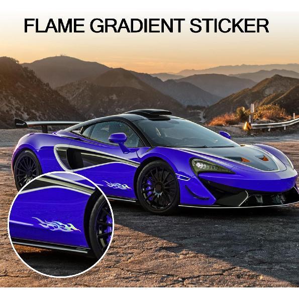 TOMALL 4 Pcs 12cm+29cm Flame Reflective Sticker for Car Flame Racing Sports Stripe Decal for Golf Cart Vinyl Waterproof Decal DIY for Car Body Side