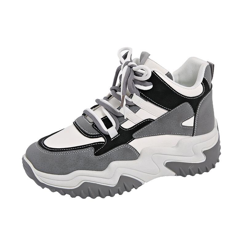 Autumn women's shoes new breathable high-top sports shoes children's Korean version versatile thick-soled heightening casual dad shoes trendy shoes