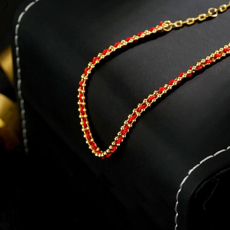 Adjustable Red String Bracelet Men Women Copper Plated Minimalist Ethnic Style Couple Jewelry
