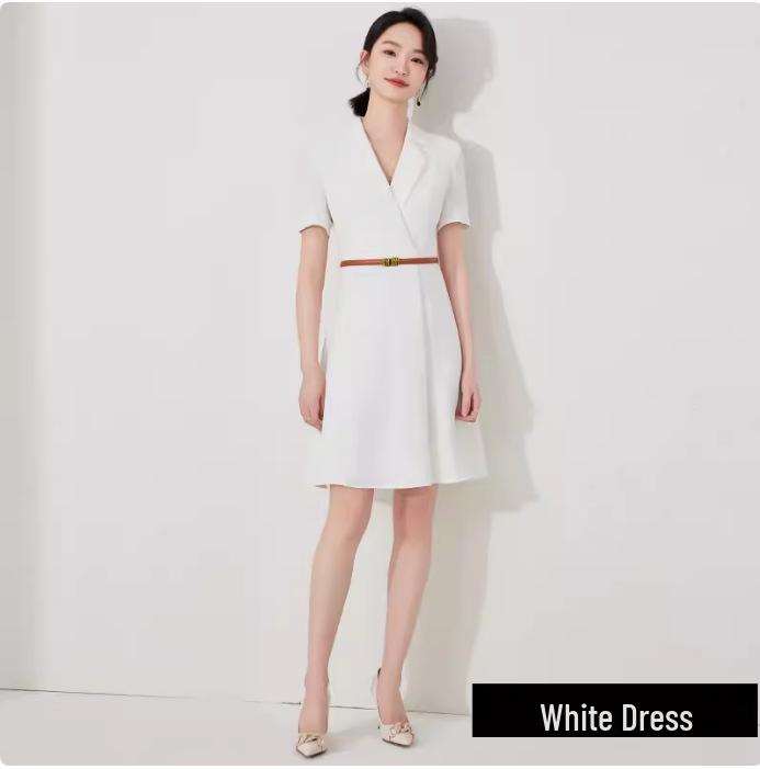 Women's Summer White Short Sleeve Professional Dress Skirt Suit - Slimming OL Workwear Fashion