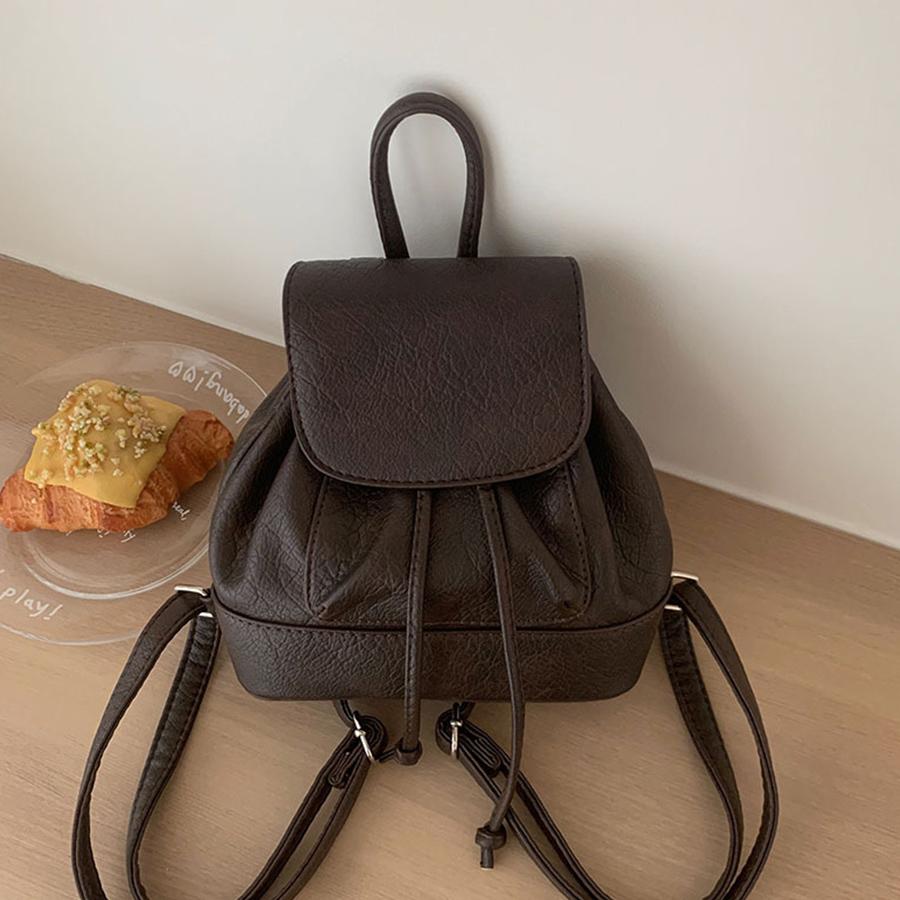 Small Flip -top Backpacks School Bags for college girls Pu Leather Women Shoulder Bag Cute String Female Handbags Tote Purse sac