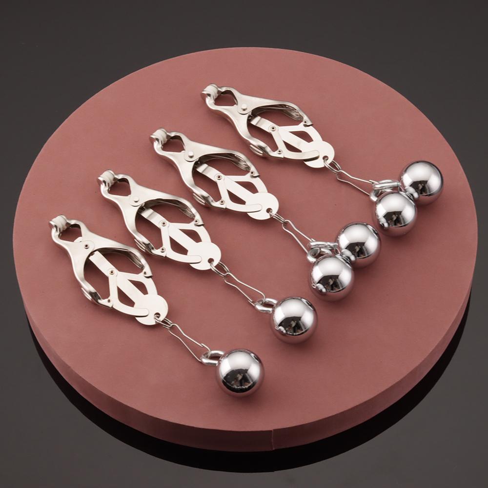 2/4 Metal Heavy Balls Nipple Clamps For Women Breast Sex Toys Bdsm Nipples Clips with Pendant Adult Games For Couples Sex