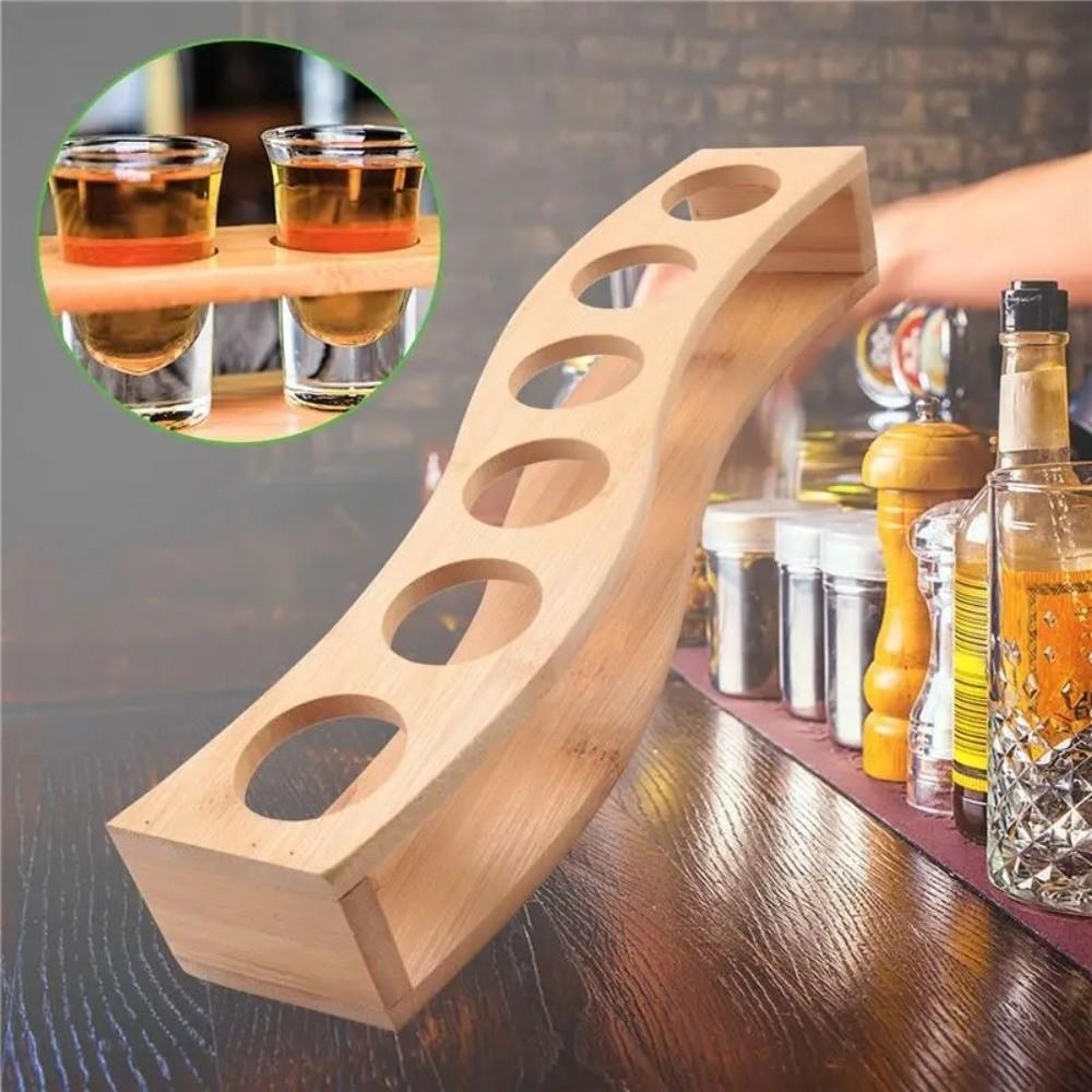Rundloch Schnapsglas Halter 6/12 Löcher Weinglas Regal Bambus Schnapsglas Tablett Heimbrauerei