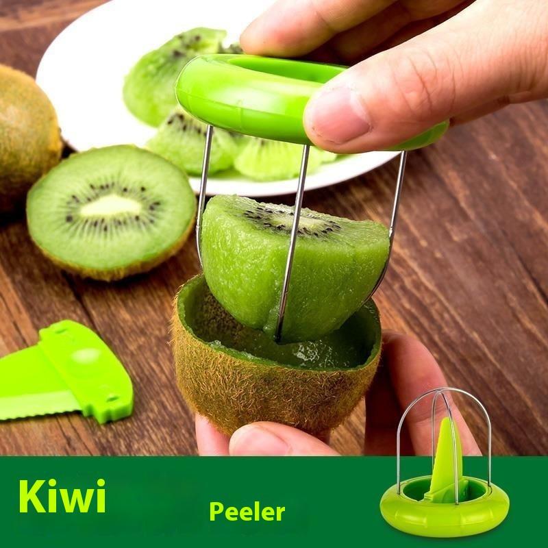 

Kiwi Cutter Peeler Slicer Kitchen Detachable Creative Gadgets Stainless Steel Lemon Peeling Tools Fruits Salad Maker Accessories зелёный
