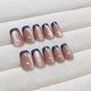 Cat'S Eye Wearing Nail Piece Solid Color Dark Blue French Removable Nail Manicure Piece Simple Fine Flash Nail Patch 24 Pieces