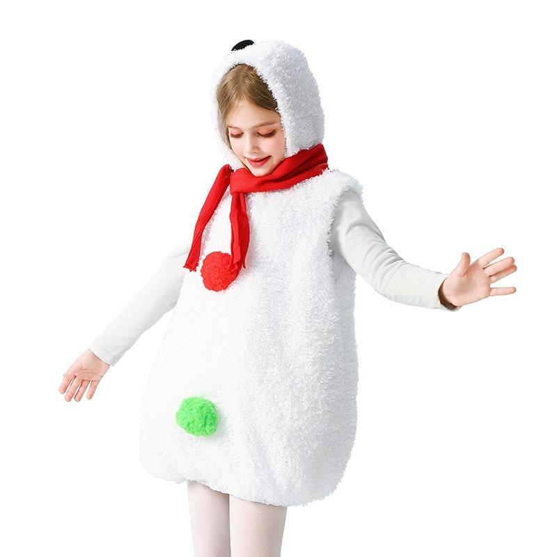 Girls Christmas Children's Costume Snowball Baby Christmas Snowman Costume Snow Doll Performance Costume