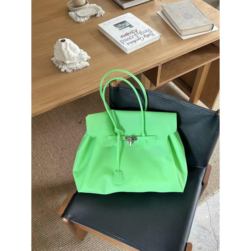Borsa a Tote Trasparente in Gelatina PVC con Chiusura Borsa a Spalla Grande Capacità per Uso Quotidiano
