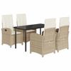Vidaxl 5-Cz. Garden Furniture Set With Cushions, Beige, Poly Rattan