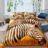 Zebra Print Bedding Set, Striped Zebra Animal Print Decorative Quilted 3 Piece Comforter Cover With 2 Pillow Shams, King Size