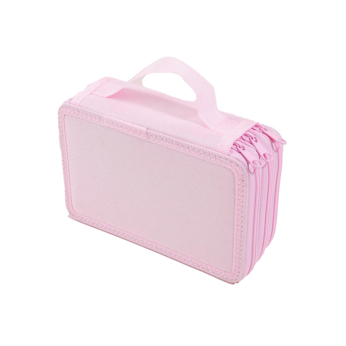 52 Sleuven Meerlaags Etui Canvas Rits Organizer met Handvat voor Kleurpotloden Pennen Kunstbenodigdheden Opberging roze