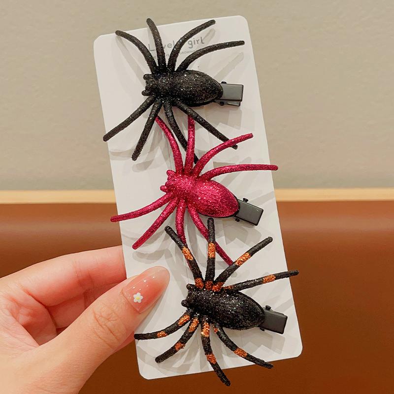 1Pc Ghost Cosplay Supply Black Spider Hairpin For Home Halloween Party Girl Hair Clip Barrettes Hair Accessories Party Supplies