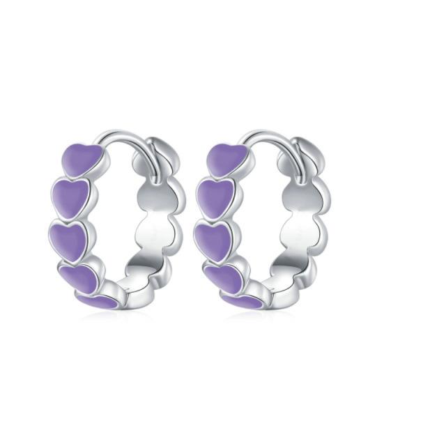 Epoxy Rainbow Love Ear Buckle Small Sweet Wind Heart Earrings Fashion Personality
