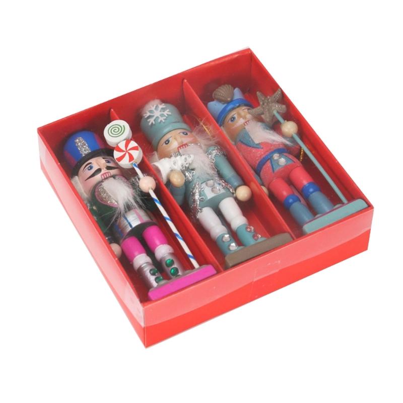 

3 шт., подвесные фигурки «Щелкунчики», рождественский мини-деревянный солдат, украшение для короля, елочная подвеска, Новый год