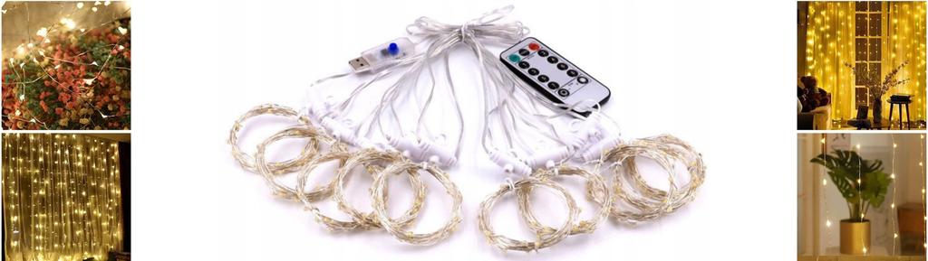 USB Light Curtain 3m X 3m 300 Led Warm White